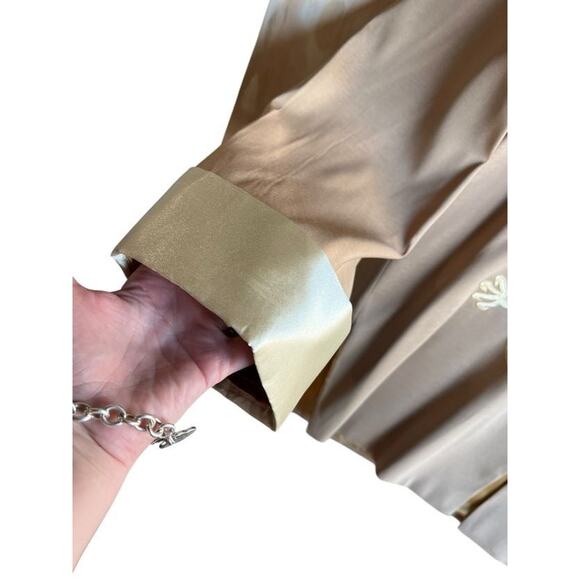 Vtg Women's Satin Traditional Chinese Dragon Tang Embroidered Suit Beige XXL - Picture 7 of 7